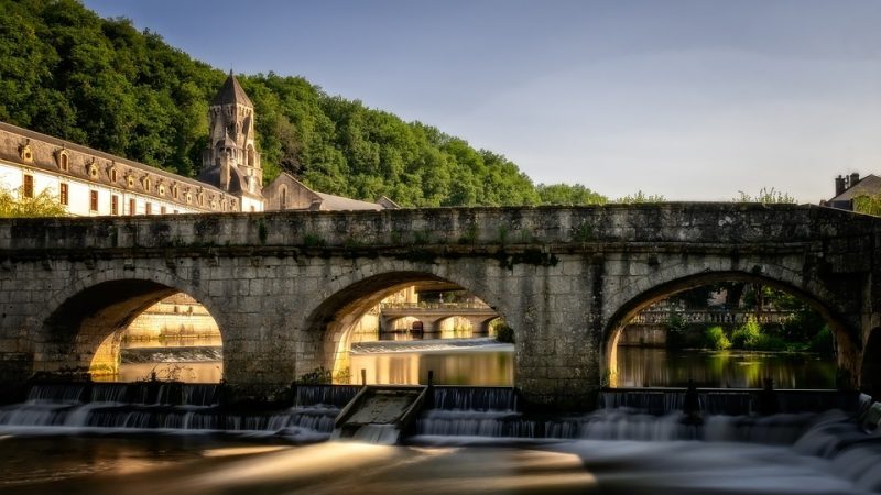 Bridge Stone Arch River Water Flow Middle Ages Brantome