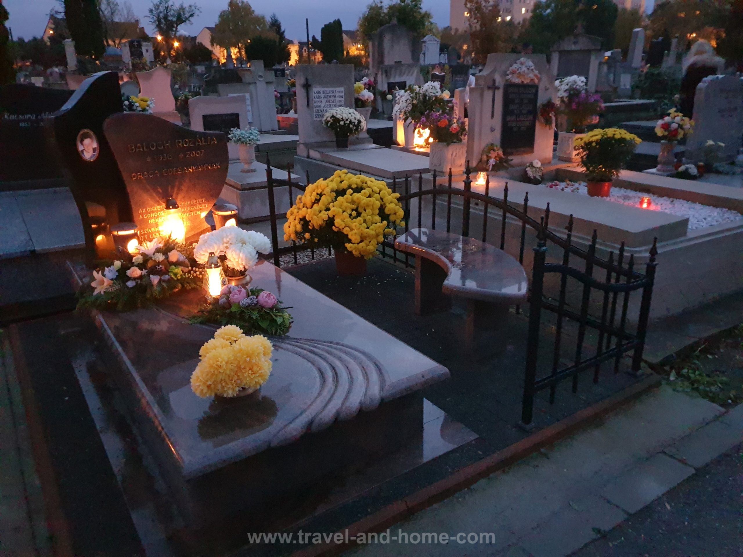 Day of the Dead Tradition Flowers Grave Candles Cemetry Szeged