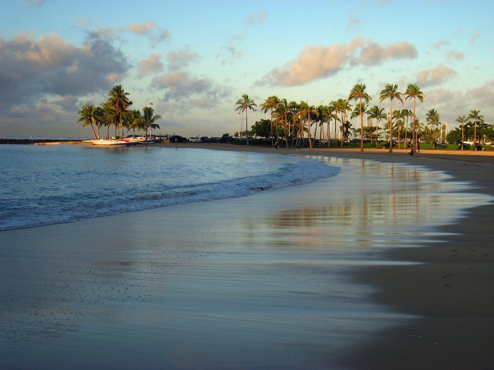 Hawaii Waikiki Beach Sand Sea Ocean Surf Waves