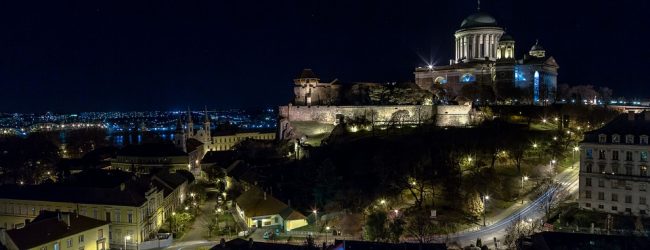 Esztergom At Night Mountain Lights Castle Basilica