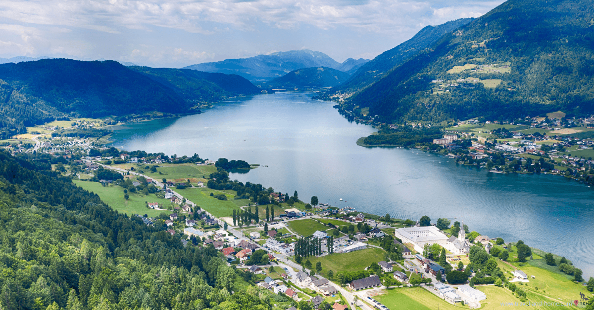 Aerial view of Lake Ossiach Austria Europe nature