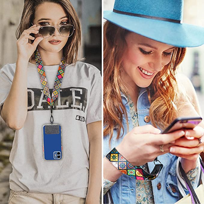 Delidigi Phone Lanyard Wrist Strap Stylish Neck Lanyard Wrist Strap Compatible with Most Smartphones with Full Coverage Case for Women Girls