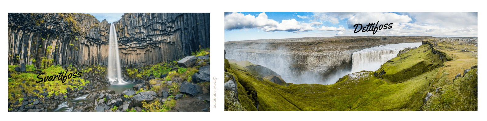 Svartifoss and Dettifoss Waterfalls in Iceland near Jokulsarlon glacial lagoon min