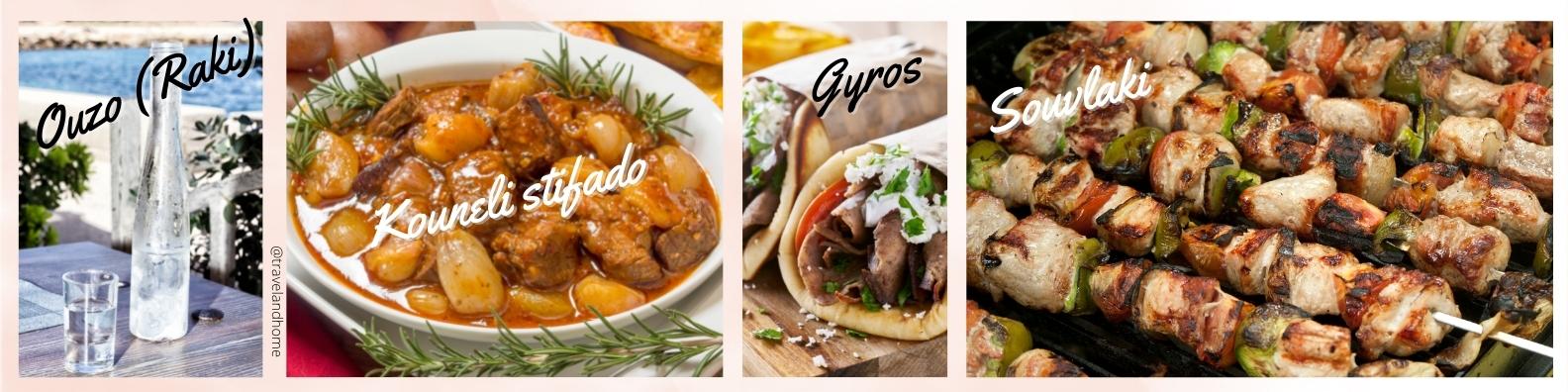 Greek Cuisine traditional Greek food and drinks ouzo gyros kouneli stifado souvlaki street food