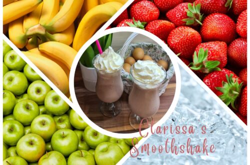 Clarissas Fruity Pink Smoothshake recipe travelandhome milkshake smoothie min